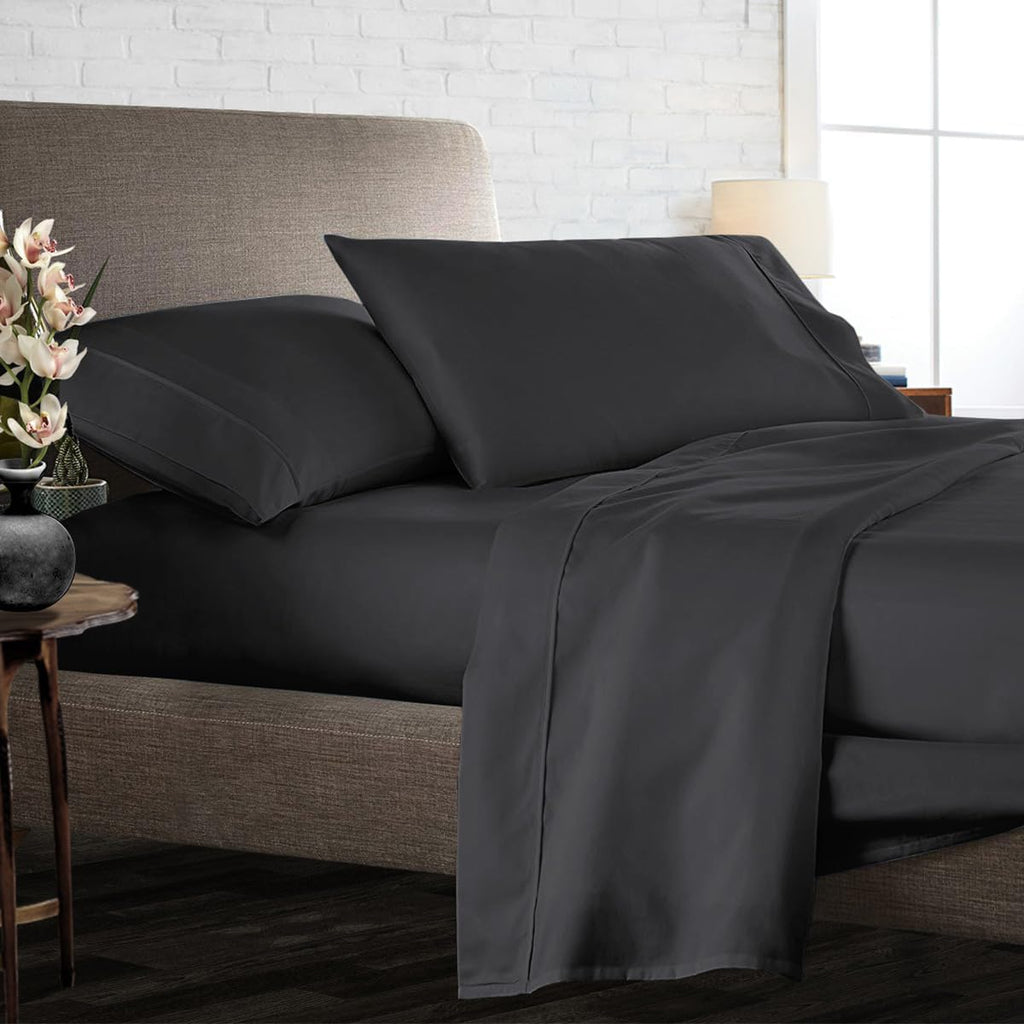 Olympic Queen Size Sheet Set, 1000 Thread Count Egyptian Cotton Sheets, Luxury Fits 6-9' Deep Pocket, Sateen, Hotel-Quality Sheet Set (Solid, Elephant Grey)