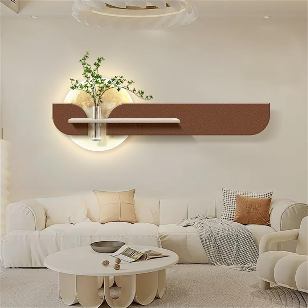 Sandstone Wall Decoration with LED Lights, Plug-in Power Supply Wall Decor, Modern Decorative Paintings for for Living Room, Bedroom, Entrance(Brown,59 * 19.7in)
