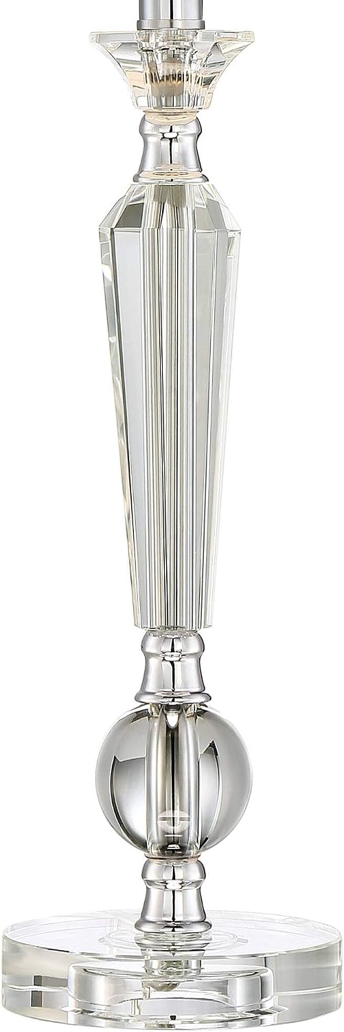 Vienna Full Spectrum Jolie Traditional Art Deco Table Lamps 26' High Set of 2 Crystal Candlestick Off White Drum Shade Decor for Living Room Bedroom House Bedside Nightstand Home Office Entryway