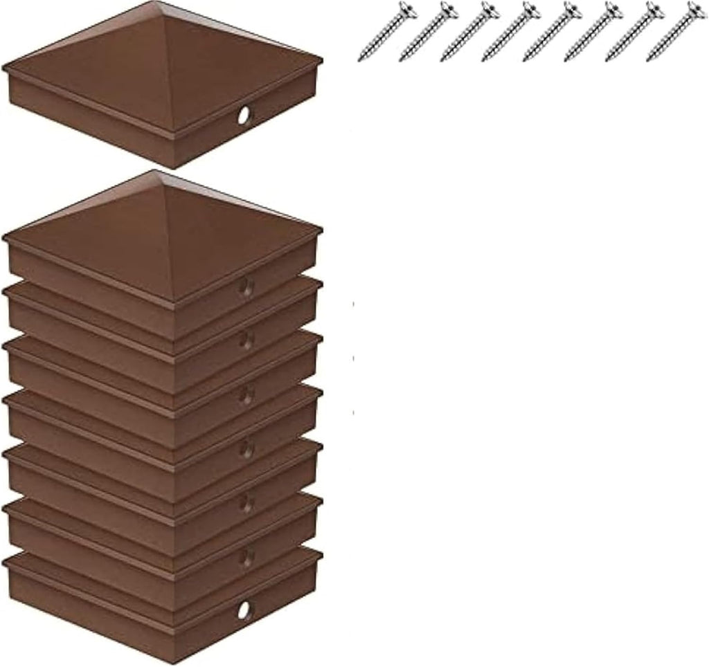 Fence Post Caps 16 Pcs Brown Fence Aluminum Post Caps Metal Fence Caps Cover for Fences Wood