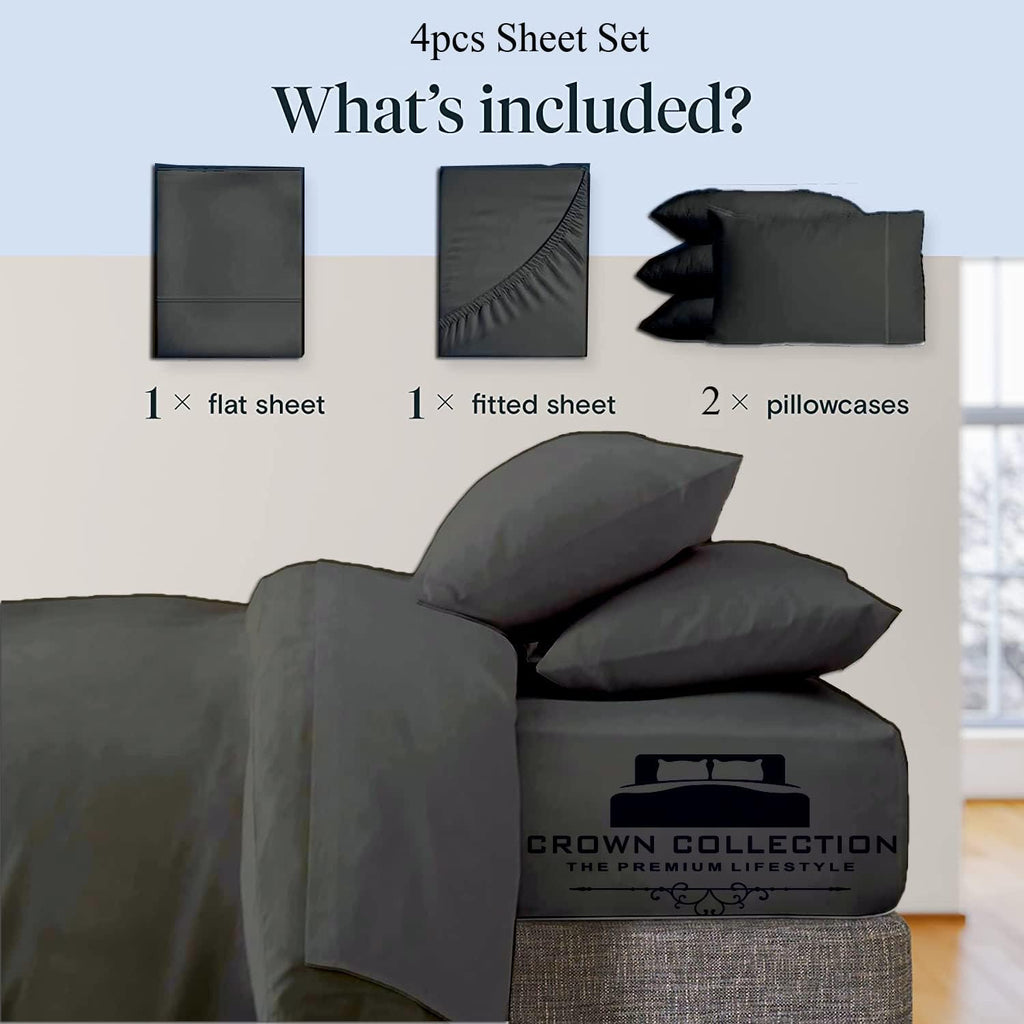 100% Cotton Sheets, Softest 4-Pc Queen Sheet Set, Cooling Sheets for Queen Size Bed, Deep Pockets, 600 Thread Count Sateen, Bedding Sheets & Pillowcases, Queen Sheets up to 16 inch Deep