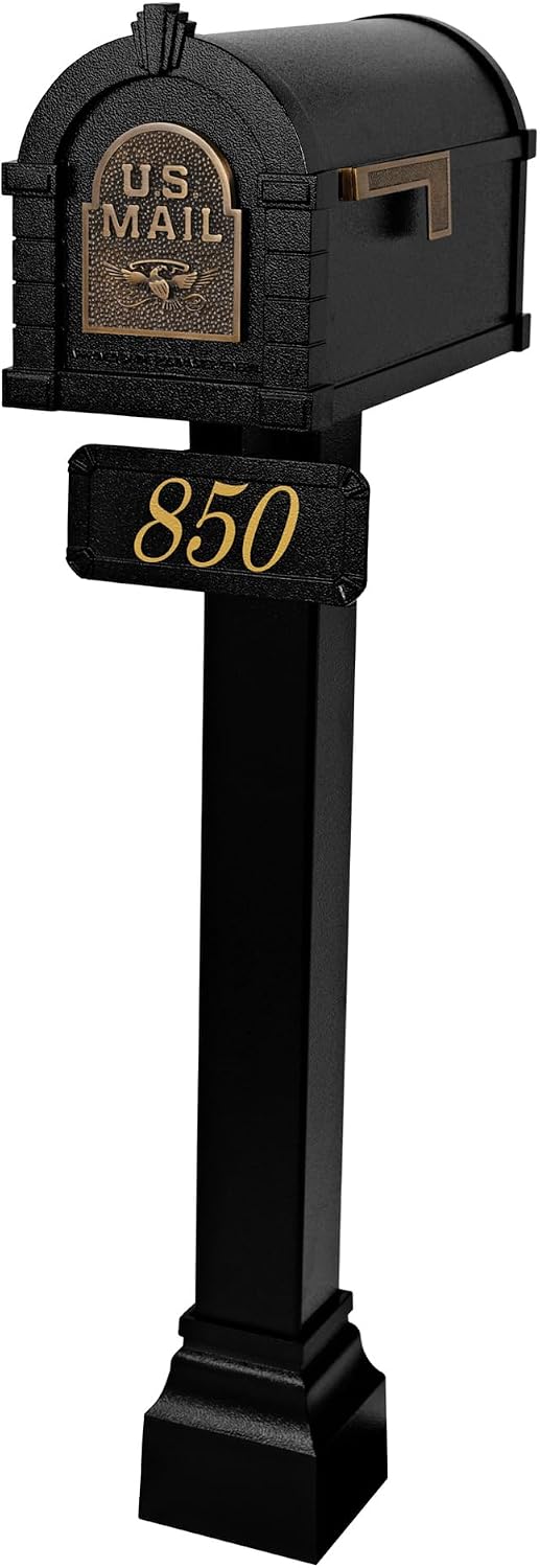 Gaines Keystone Series Mailbox - Black with Antique Bronze Eagle