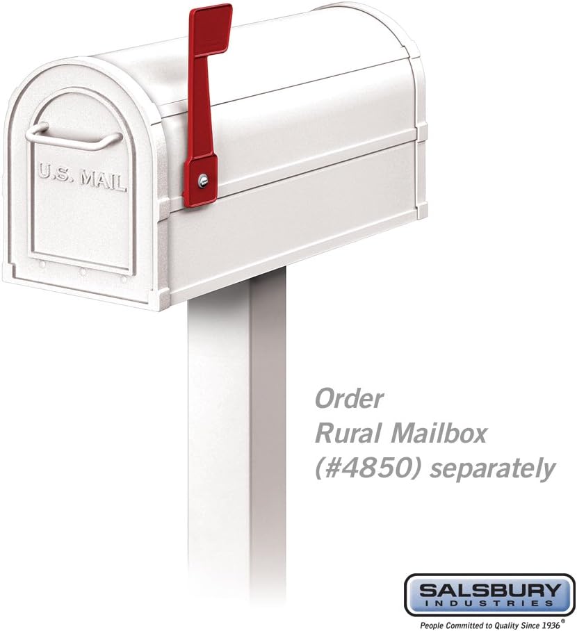 4895WHT Standard Mailbox Post In-Ground Mounted, White