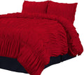 800 Thread Count 100% Egyptian Cotton 1 Piece Gathered Ruffle Duvet Cover with 2 Matching Pillowshams Zipper Closure Queen/Full Solid Blood Red