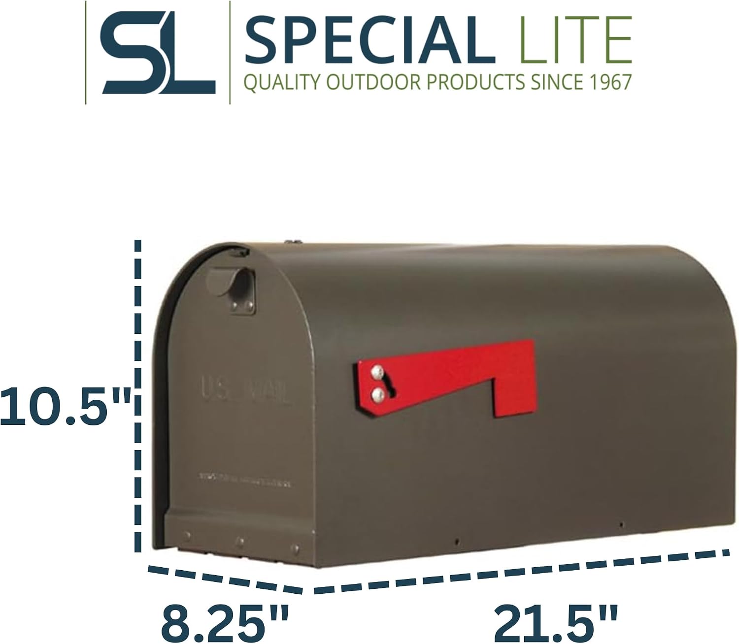 Special Lite Titan Steel Curbside Mailbox - Mocha Steel Mailbox for Post Mount - SCH-1016-S-MOC