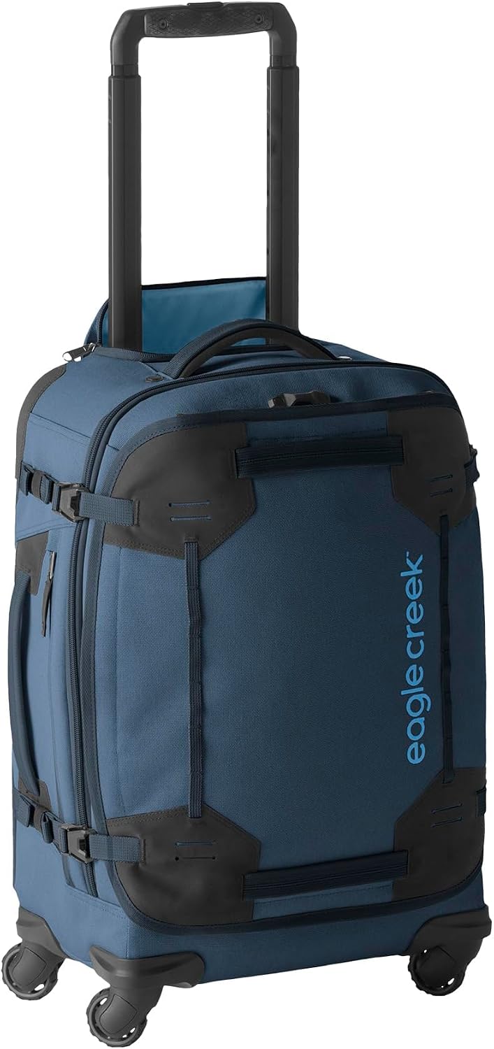 Eagle Creek Gear Warrior XE 4-Wheel Carry-On Luggage for Travel Essentials - Smooth Rolling Wheels - Lockable Zippers - Interior Laptop Sleeve - 22.75' - Blue Jay
