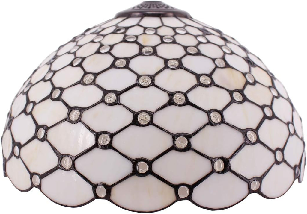 Tiffany Lamp Shade Replacement W16H7 Inch Stained Glass Crystal Pear Bead Lampshade Fit For Table Lamps FLoor Lamp Ceiling Fixture (3 Hooks)Pendant Hanging Light S005 WERFACTORY Home Office Decoration