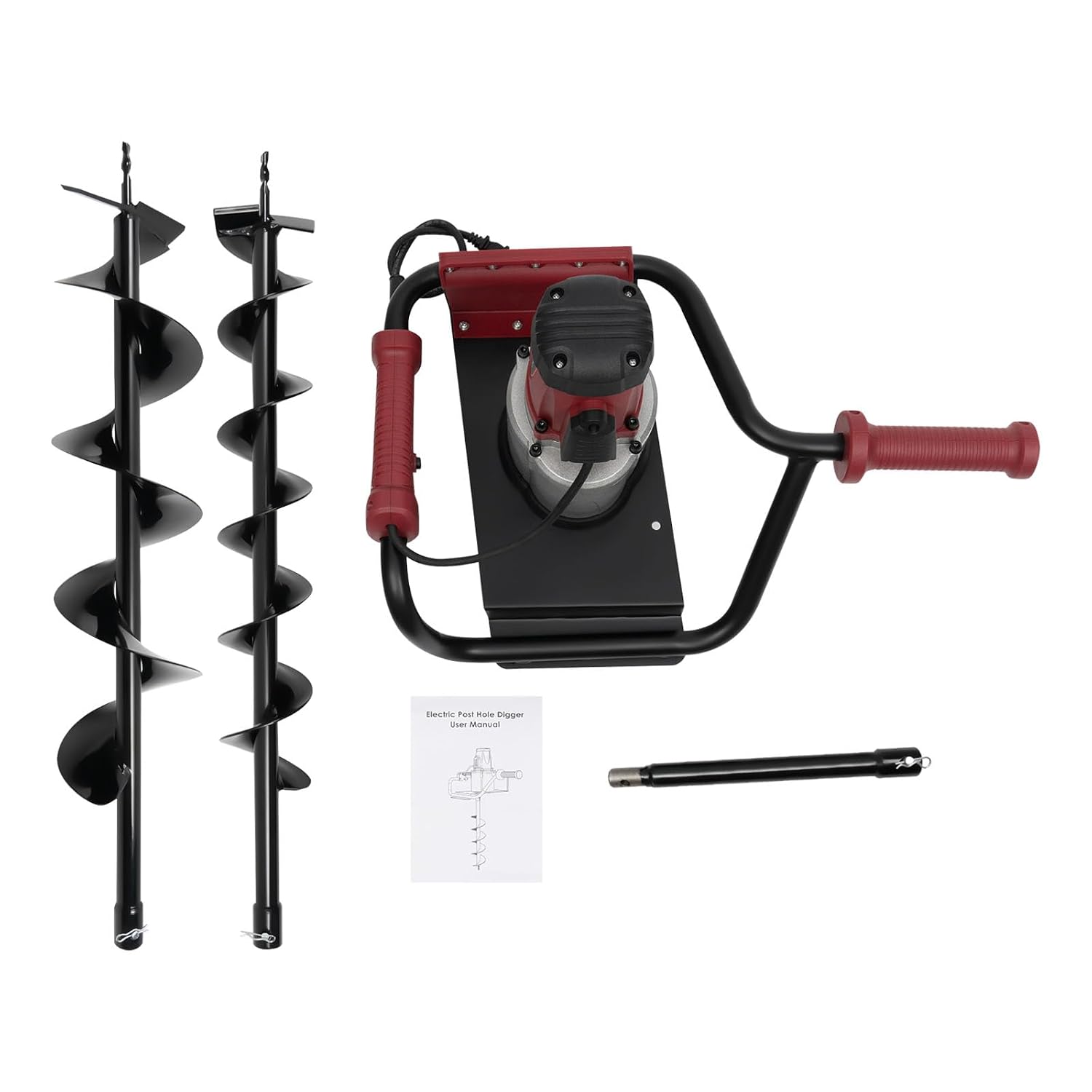 Electric Auger Digging Drill, Electric Post Hole Digger Handles with Adjustable Speed, Two Different Sizes Drilling Machine for Mailbox Post Digging, Fence and Deck Installation, Tree