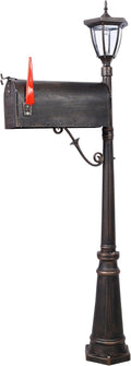 Aluminum Mailboxes for Outside with Post and Solar Light, Heavy Duty Cast Aluminum Mailboxes, Mailbox Post Large Mail Box, Decorative Modern Mailbox, Mailbox Light Combination Kit