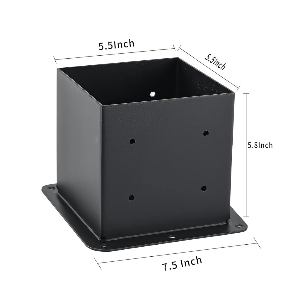 6x6 Post Base 8 Pcs, (Inner Size 5.6x5.6) Post Anchors, 13GA Thick Solid Steel & Black Powder Coated,Deck Post Brackets Support Deck Base Plate Pergola Brackets Fence Kit