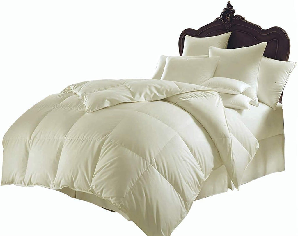 Queen Comforter Set Egyptian Cotton 1000 Series Ivory 400 GSM Queen Size Comforter Set (Comforter + 2 Pillowcases) Comforter for Queen Size Bed