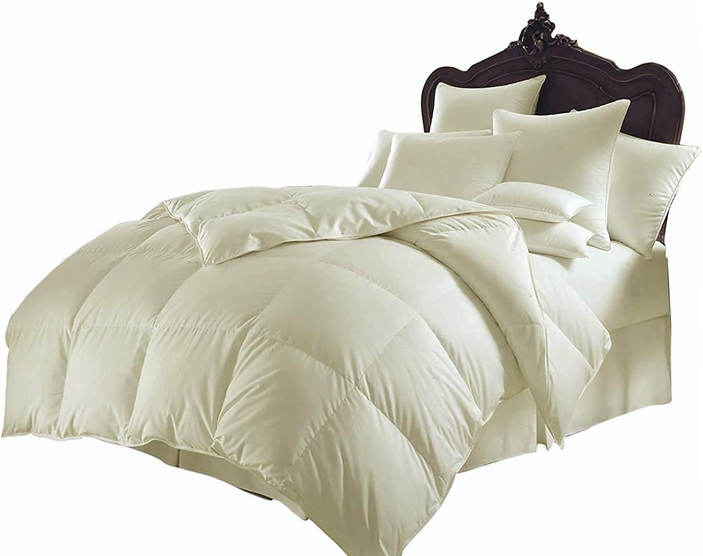 Queen Comforter Set Egyptian Cotton 1000 Series Ivory 400 GSM Queen Size Comforter Set (Comforter + 2 Pillowcases) Comforter for Queen Size Bed