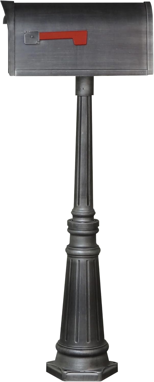 Special Lite Classic Curbside Mailbox with Tacoma Post - Swedish Silver Aluminum Mailbox with Post - SCC-1008_SPK-591-SW