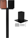Ilyapa 43' Black Double Mailbox Post for Outside and Mailbox Post Mounting Bracket