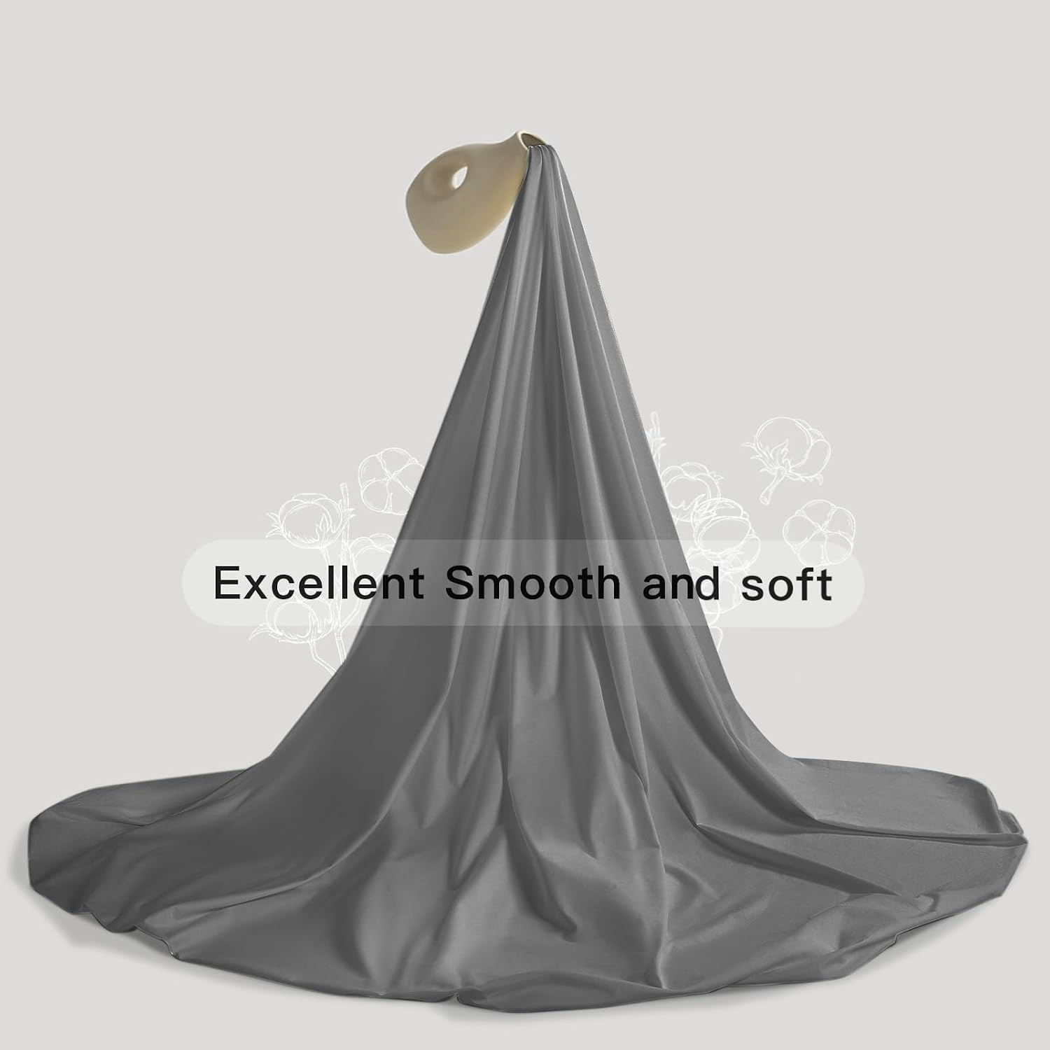 100% Egyptian Cotton 1200 Thread Count Sheets Set,Queen Size Bed Sheet 4 Piece Sets,16 inches Deep Pocket,All Season,Bedding Super Soft(Dark Grey)