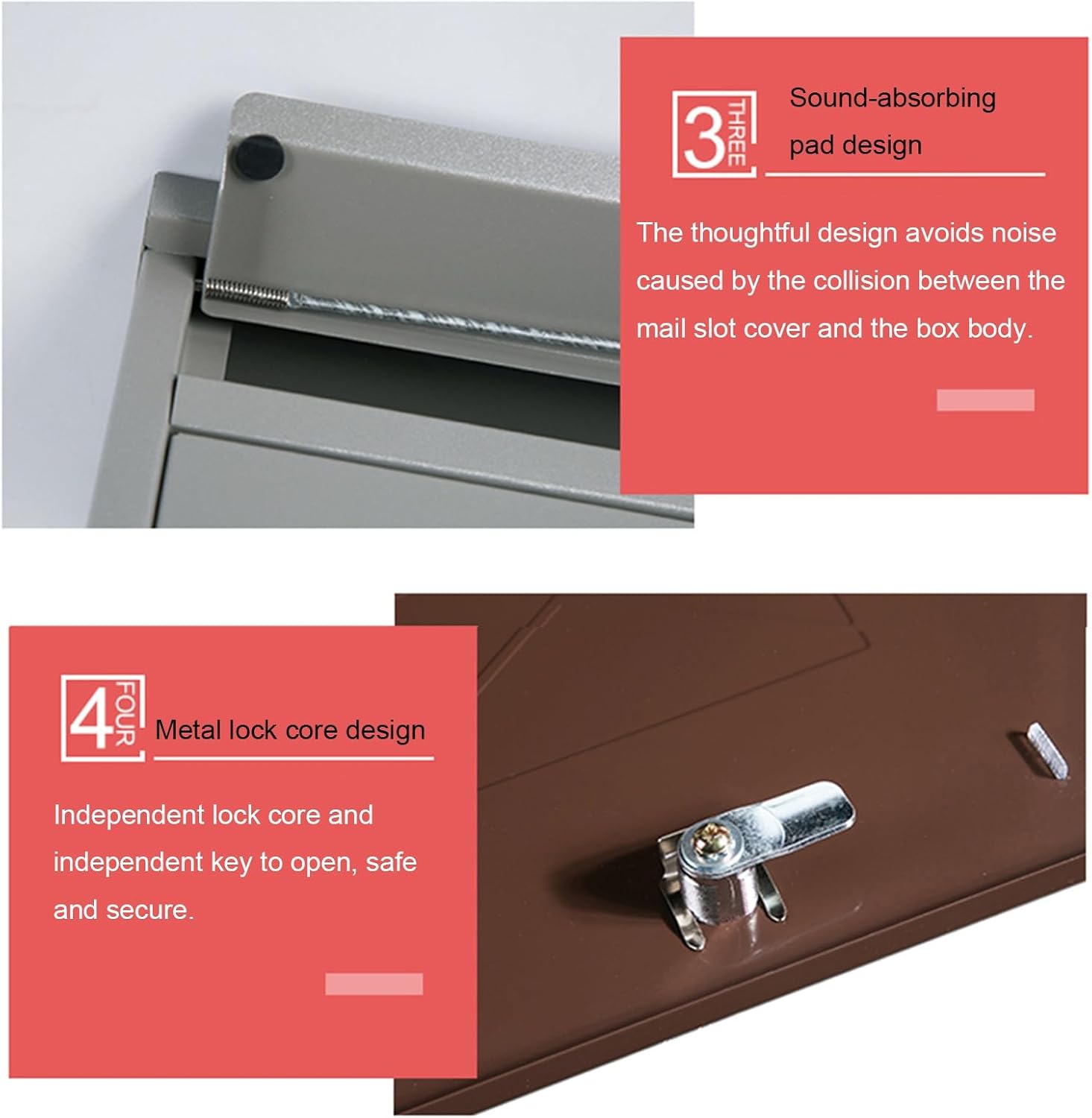 MELPHI Hanging Secure Post Box, Security Lock Drop Box, Collection Boxes, Metal Mailbox, Modern Post Box, Package Drop Box for House Home (Color : Brown)