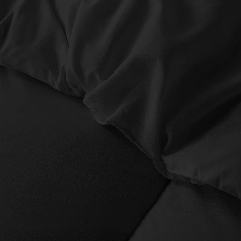 5 PC Straight Line Pattern Comforter Set Premium Super Soft 600 GSM All Season | 1000 Thread Count | 100% Egyptian Cotton ( Full/Queen Size, Black Color)