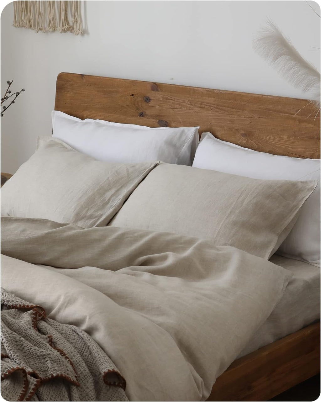 XZ XIFA King Standard Pillowcases - 2 Pack - Envelope Closure - 100% Natural Washed French Flax, Breathable, Durable, Textured Pillow Covers 20'x36'(King Standard, Linen/Natural Linen)