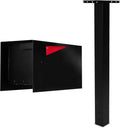 Ilyapa Modern Black Steel Mailbox with Post: Heavy-Duty, Powder-Coated Curbside Mailbox & 43' Metal Post Sleeve with Universal Mounting Plates - Secure & Stylish Mail Delivery Solution