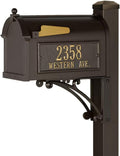 Superior Mailbox Package by Whitehall Bronze Large Cast Aluminum Mailbox with Decorative Post & Custom Address Side Plaques Weather Resistant Streetside Outdoor Mailbox System - Made in USA