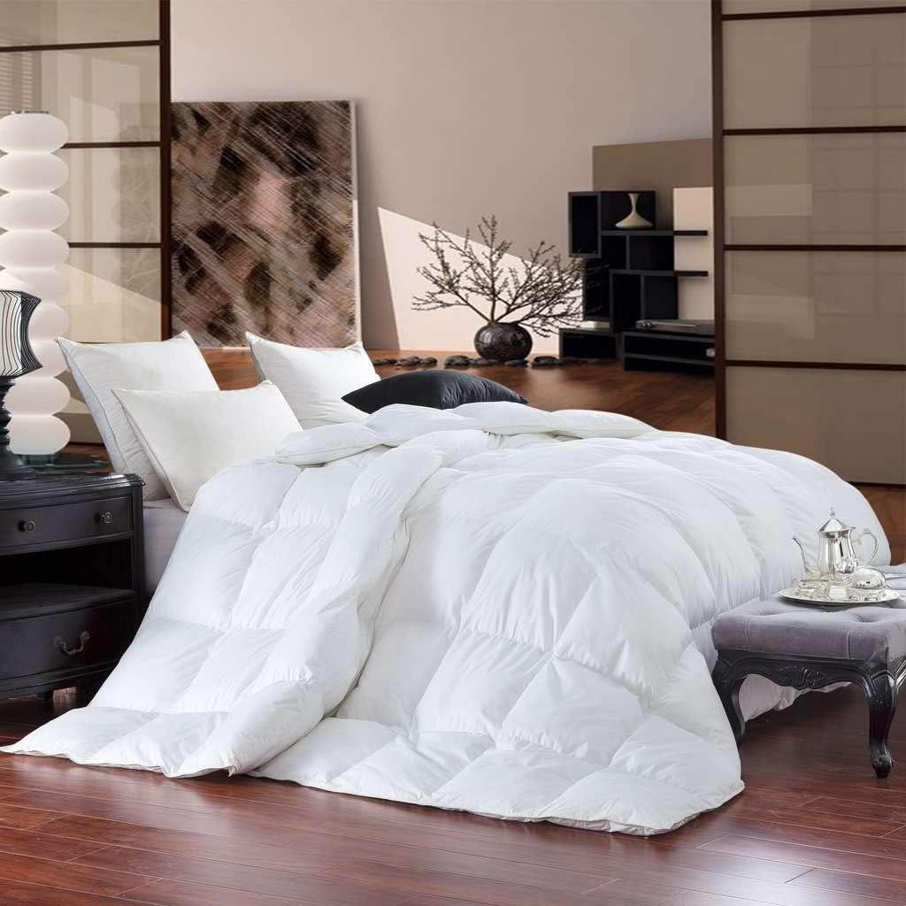 EGYPTIAN BEDDING 1200 Thread Count Twin Solid Down Comforter