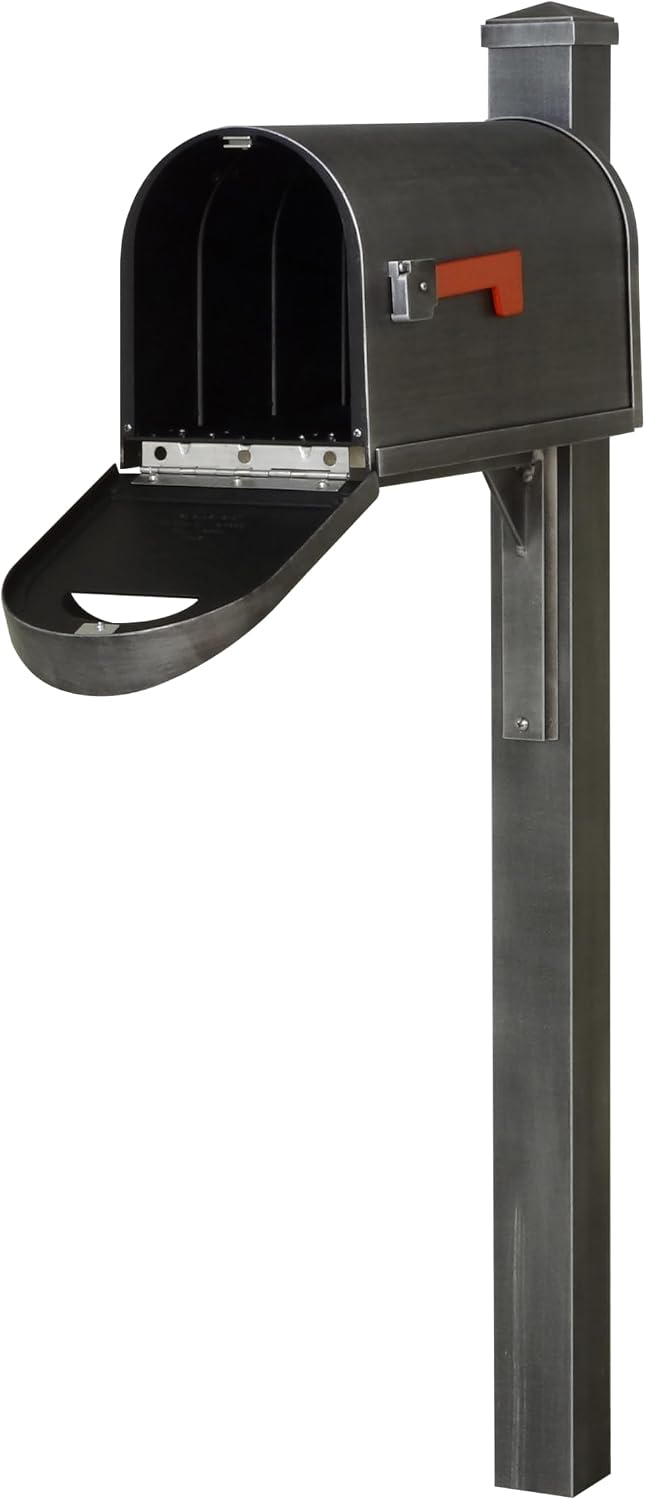 Special Lite Classic Curbside Mailbox with Wellington Post - Swedish Silver Aluminum Mailbox with Post - SCC1008_SPK720-SW