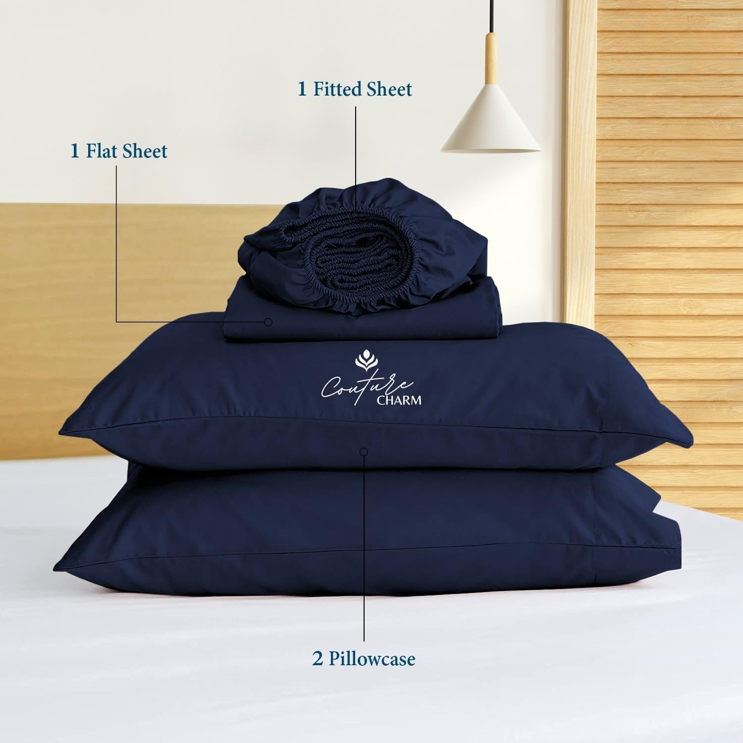 Queen Size 1000 Thread Count 100% Egyptian Cotton Sheet Set, 4-Piece, Sateen Weave, with 10-12' Deep Pocket Snug Fit (Solid, Navy Blue)