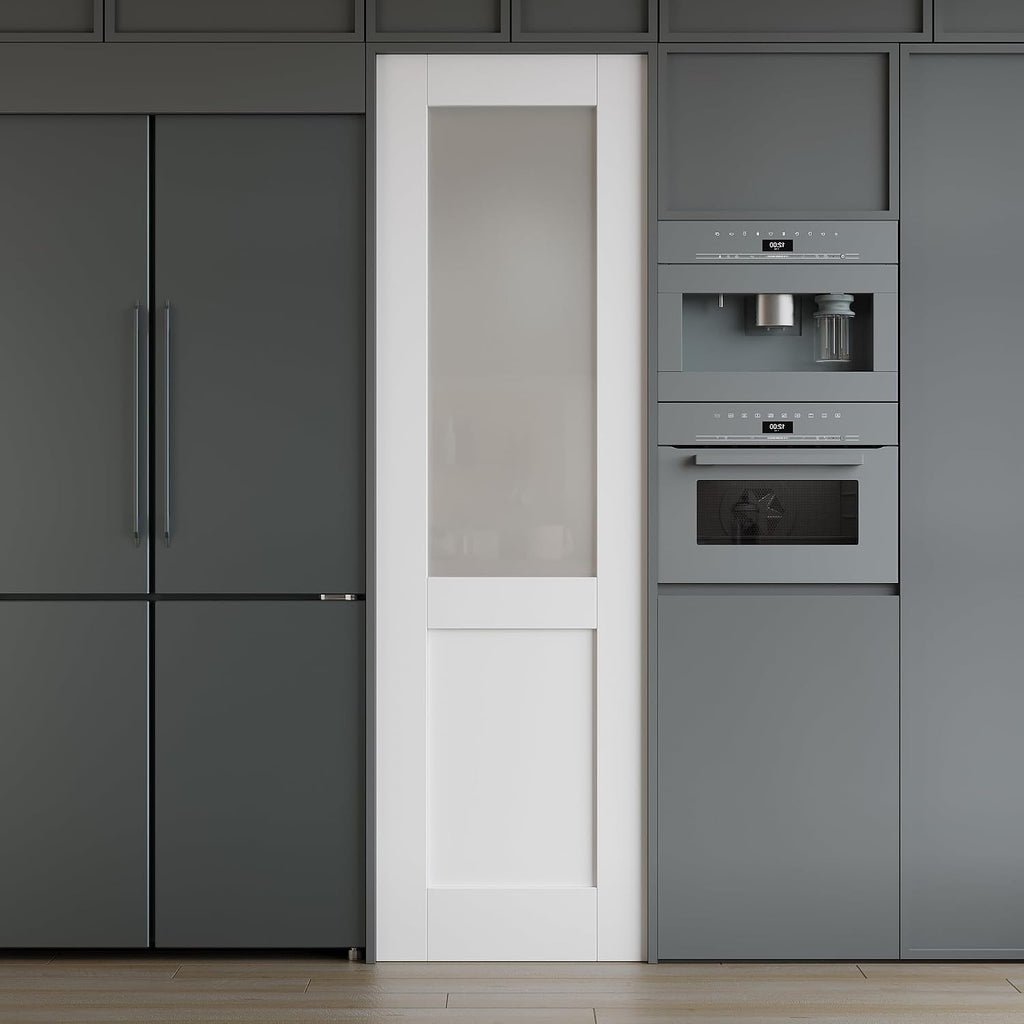 18 x 80 Interior Door Slab, Glass Door, Pantry Doors with Frosted Glass, Solid Core Prebuilt Panel, Paintable Bedroom Doors, Privacy Protected
