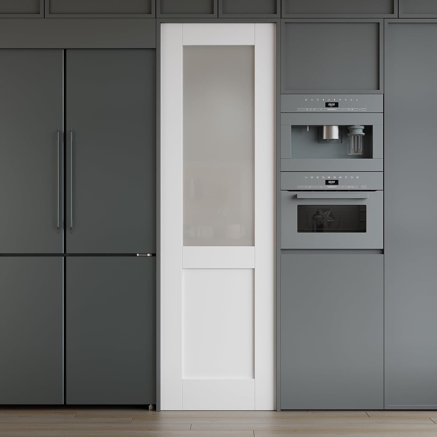 18 x 80 Interior Door Slab, Glass Door, Pantry Doors with Frosted Glass, Solid Core Prebuilt Panel, Paintable Bedroom Doors, Privacy Protected