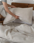 XZ XIFA King Standard Pillowcases - 2 Pack - Envelope Closure - 100% Natural Washed French Flax, Breathable, Durable, Textured Pillow Covers 20'x36'(King Standard, Linen/Natural Linen)