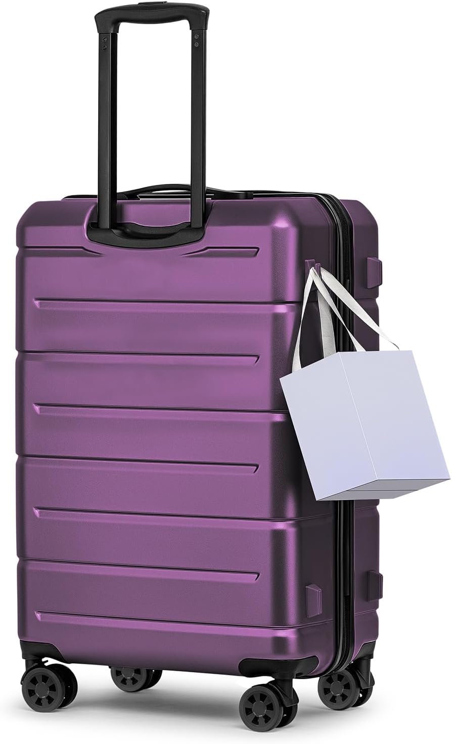KYME Luggage Sets 2 Piece Suitcase Set Hardshell 20 inch/24 inch Luggage with Spinner Wheels Hardside PC+ABS Checked Medium Suitcase with TSA Lock for Women Dark Purple