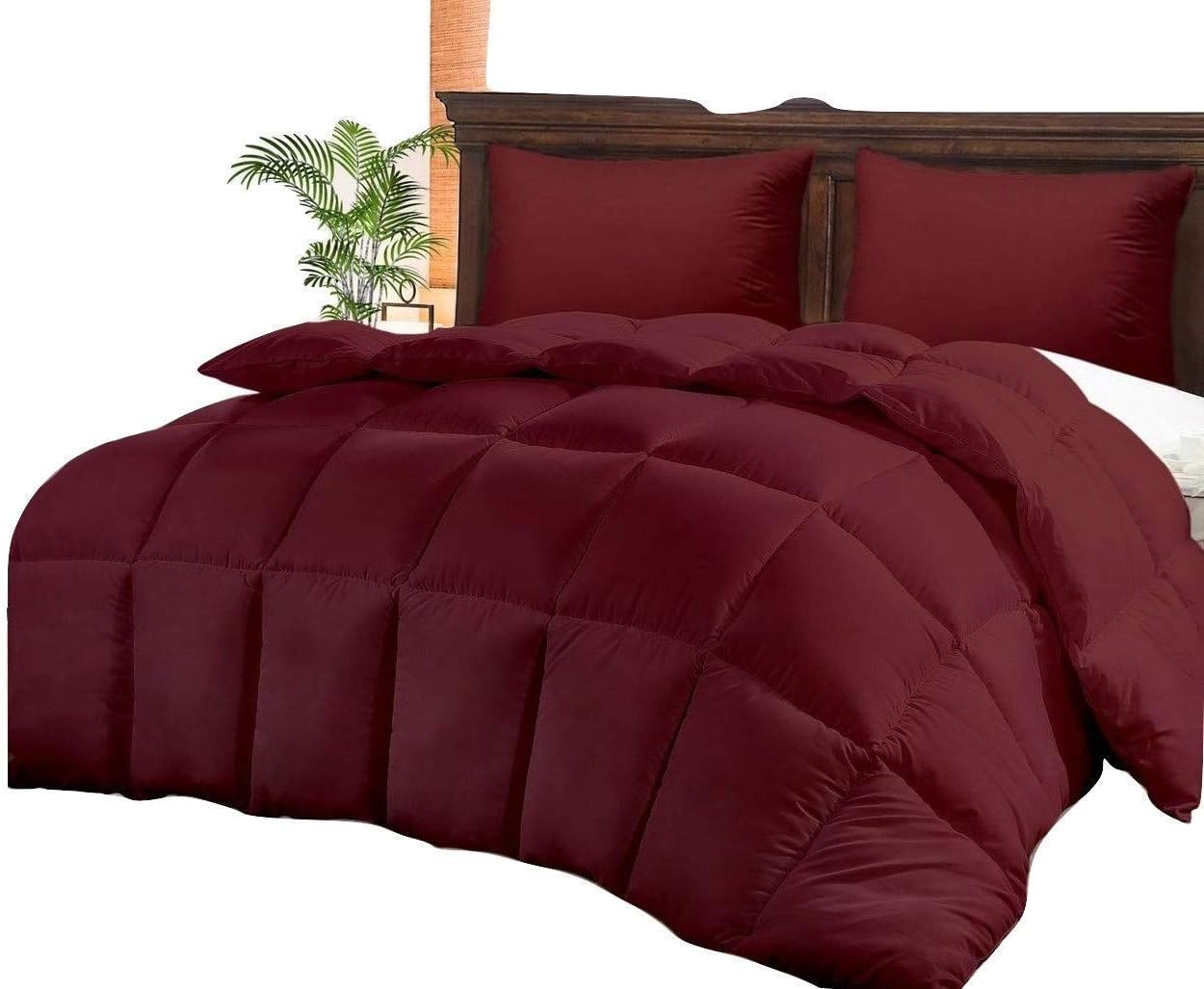Twin Comforter Set Egyptian Cotton 1000 Series Wine 400 GSM Twin Size Comforter Set (Comforter + 2 Pillowcases) Comforter for Twin Size Bed
