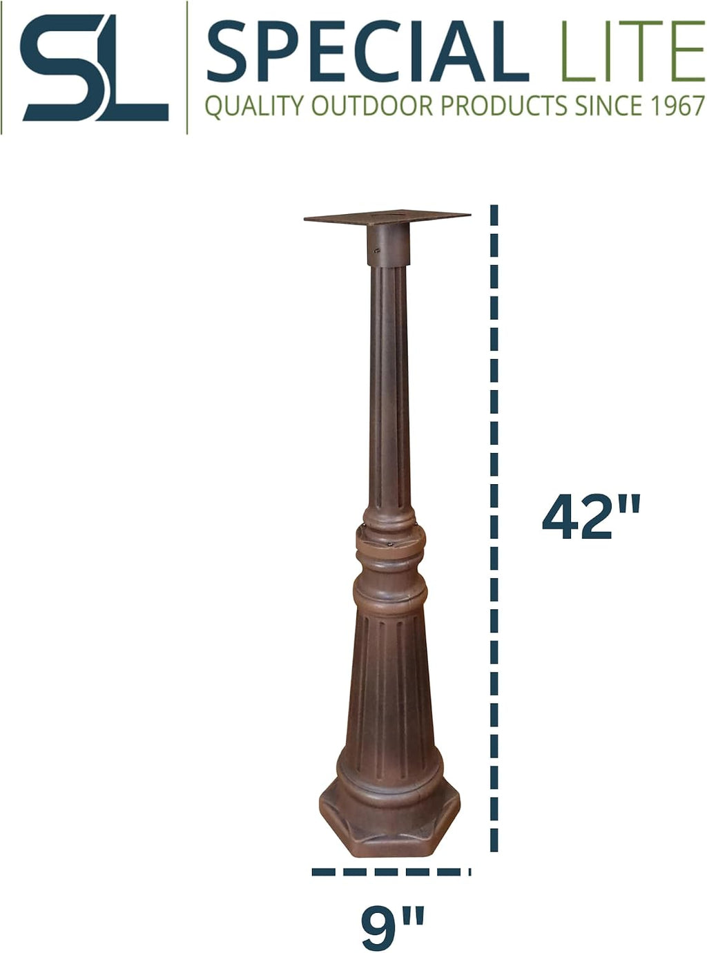 Special Lite Tacoma Mailbox Post - Copper Cast Aluminum Post for Curbside Mailbox - SPK-591-CP