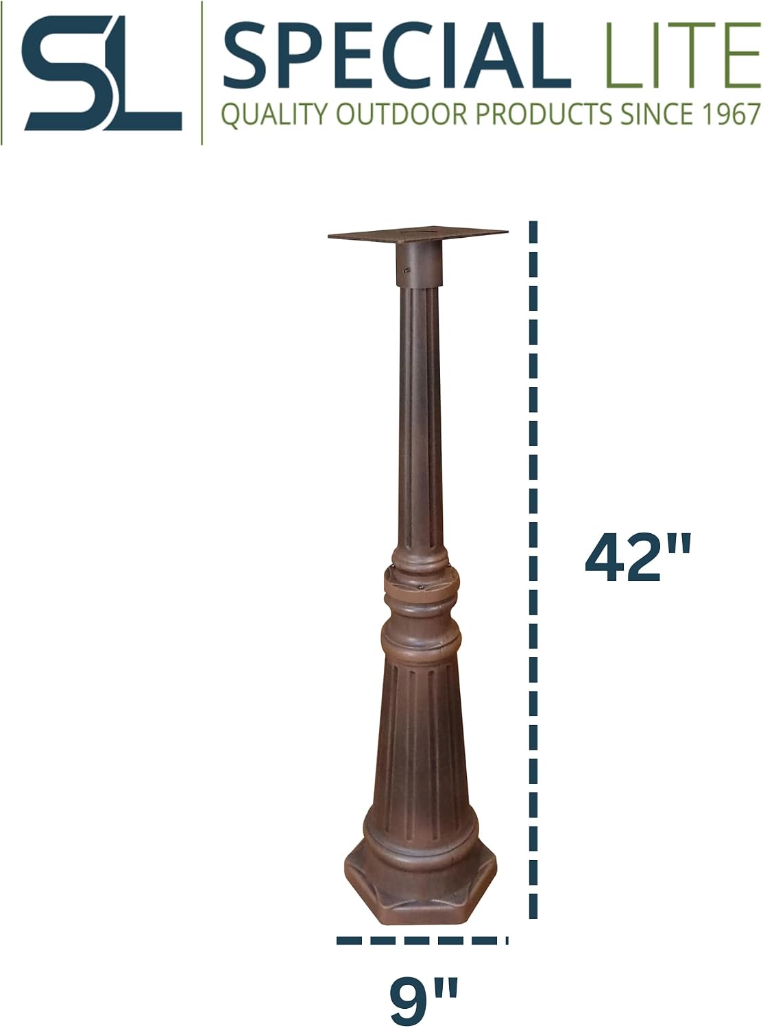 Special Lite Tacoma Mailbox Post - Copper Cast Aluminum Post for Curbside Mailbox - SPK-591-CP