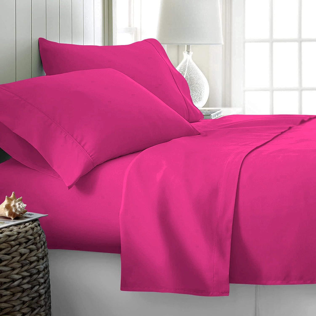 7 Piece Bed-in-A-Bag Comforter & Sheet Set 8-10' Deep Pocket, 100% Egyptian Cotton Queen Size, Hot Pink, Sets Include - 1Comforter, 1Flat Sheet,1Fitted Sheet, 2Pillowcase & 2Pillowsham