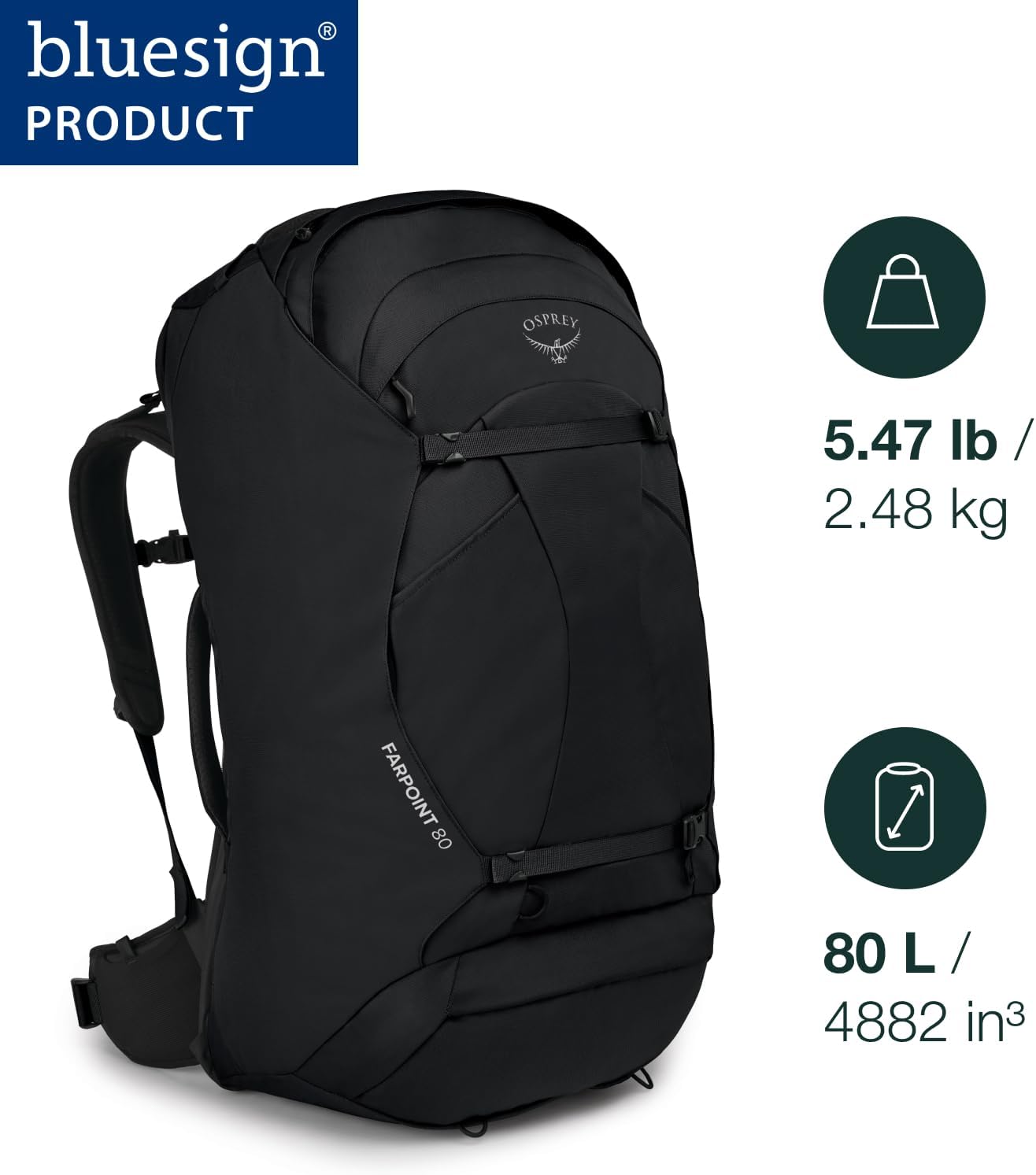 Osprey Farpoint 80L Men's Travel Backpack, Black