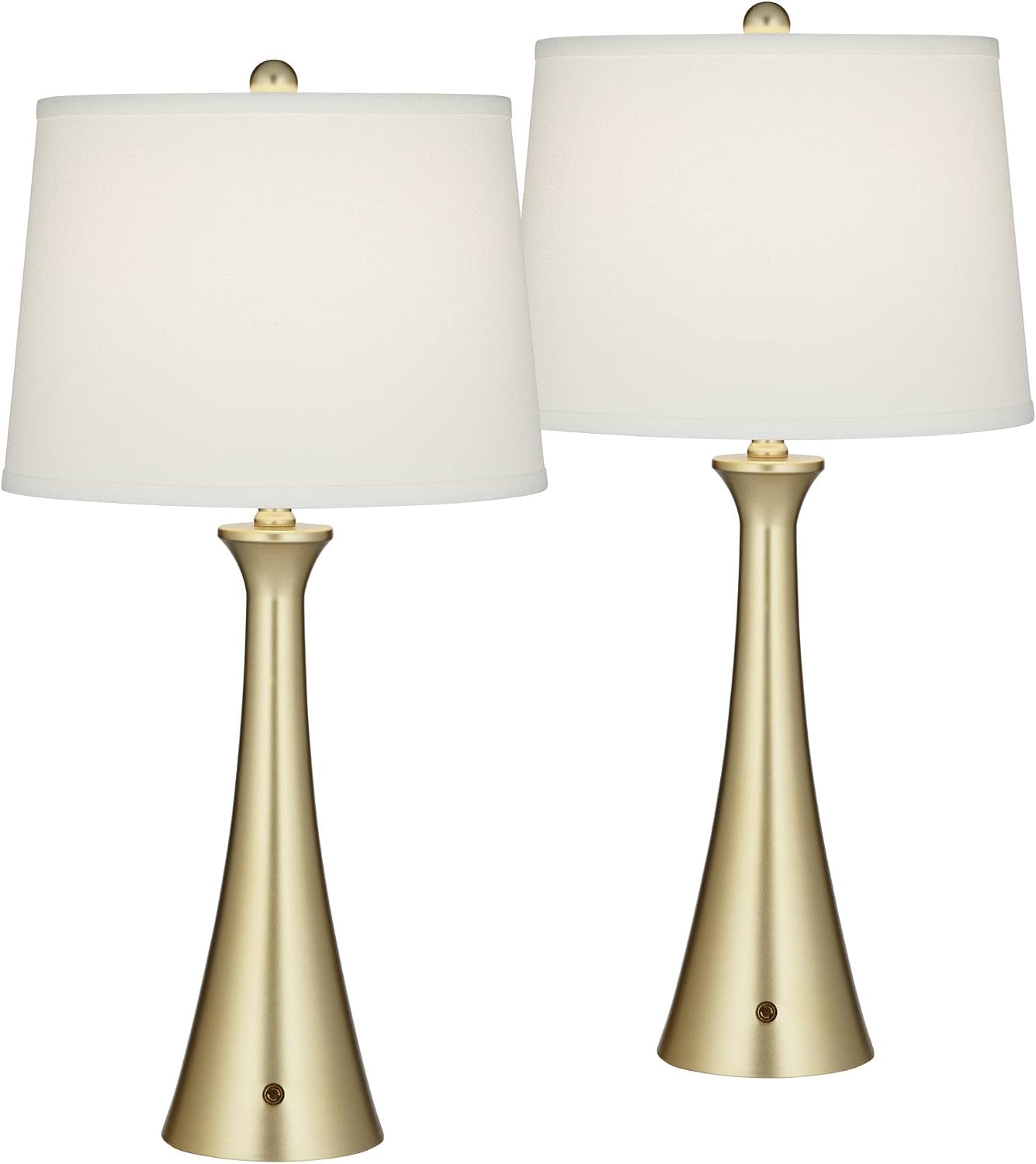360 Lighting Karl 27 1/2' Tall Modern Set of 2 Table Lamps with USB Ports A+C Charging Full Range Dimmer Gold Metal Living Room Bedroom Bedside Nightstand House Office Home Reading White Shade