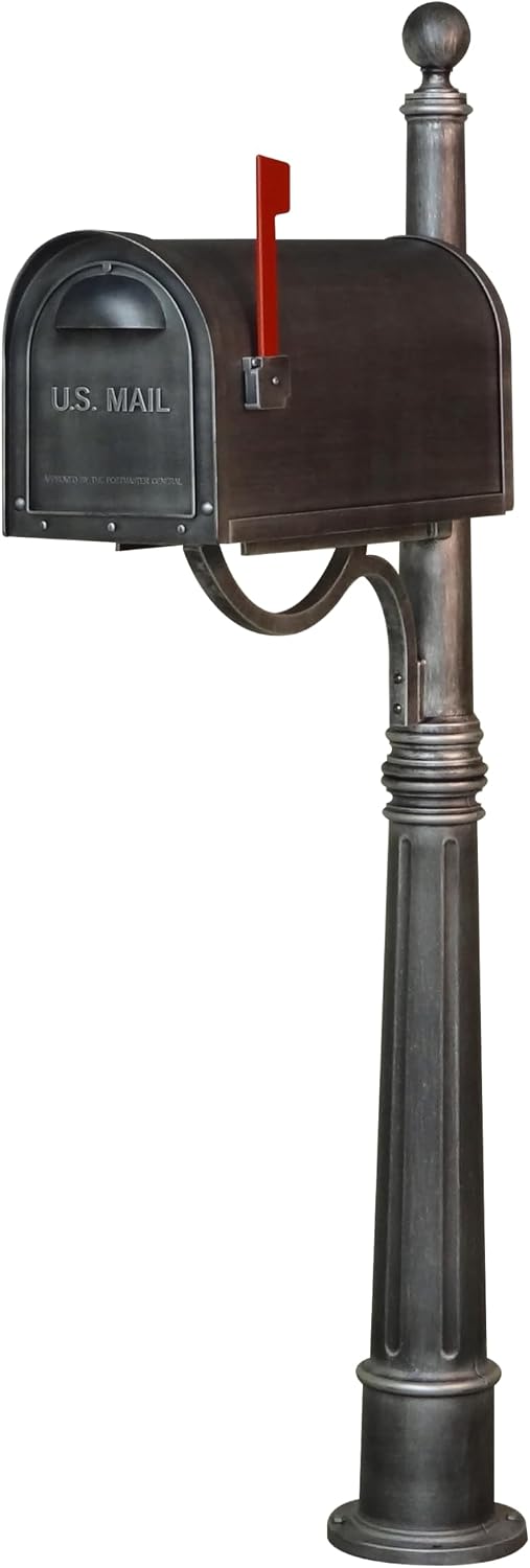 Special Lite Classic Curbside Mailbox with Aluminum Post - Swedish Silver Mailbox with Ashland Post - SCC-1008_SPK-600-SW