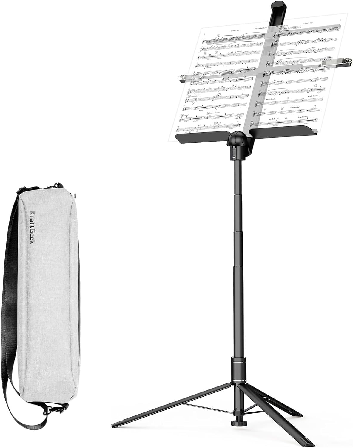 KraftGeek 66' Foldable Music Stand for Sheet Music with Carrying Case