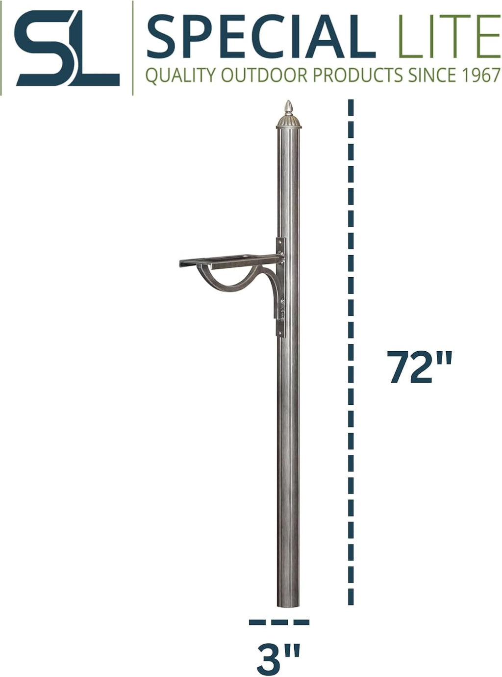 Special Lite Richland Mailbox Post Mailbox Post - Swedish Silver Aluminum Post for Curbside Mailbox - SPK-679-SW