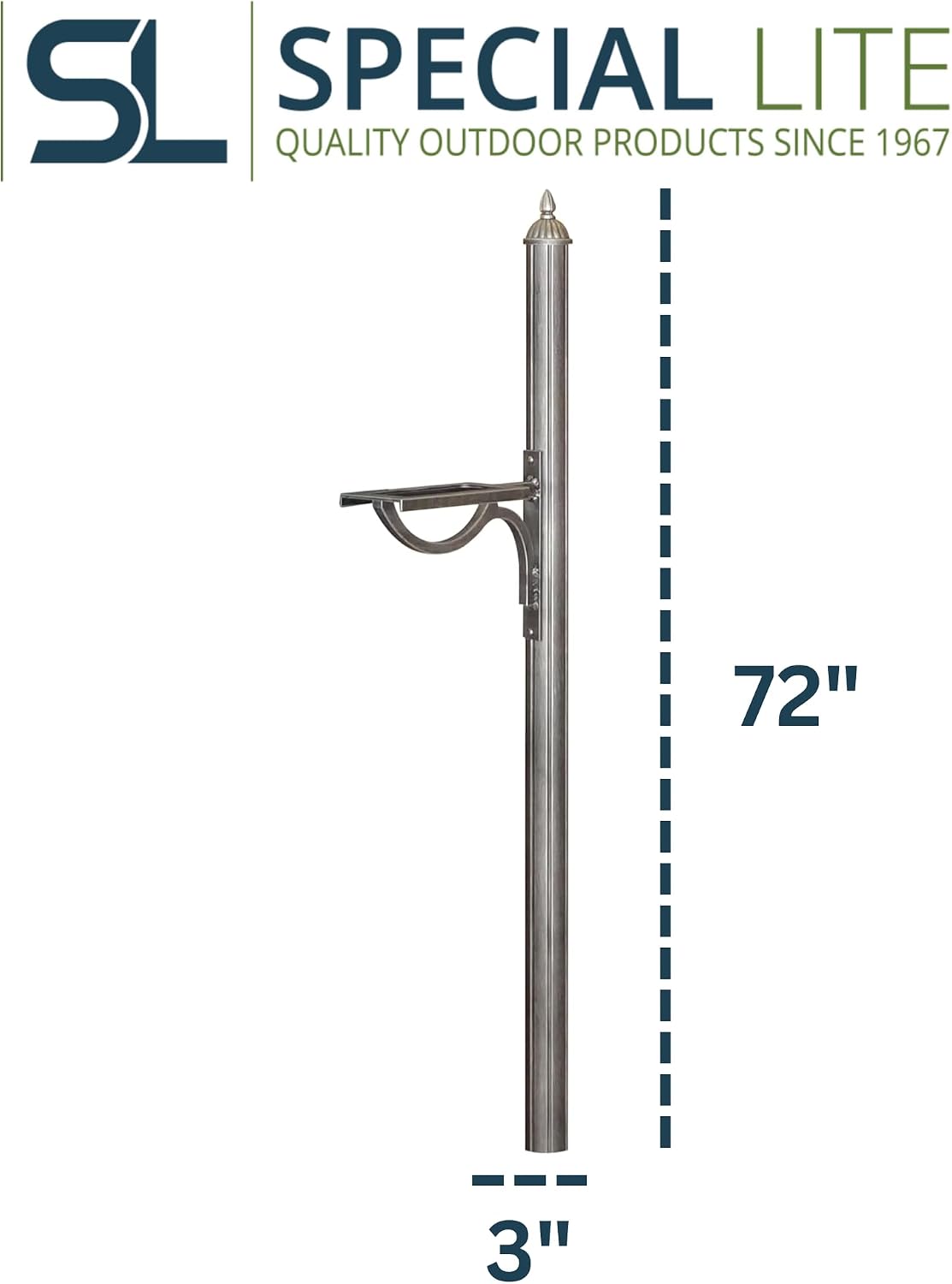 Special Lite Richland Mailbox Post Mailbox Post - Swedish Silver Aluminum Post for Curbside Mailbox - SPK-679-SW