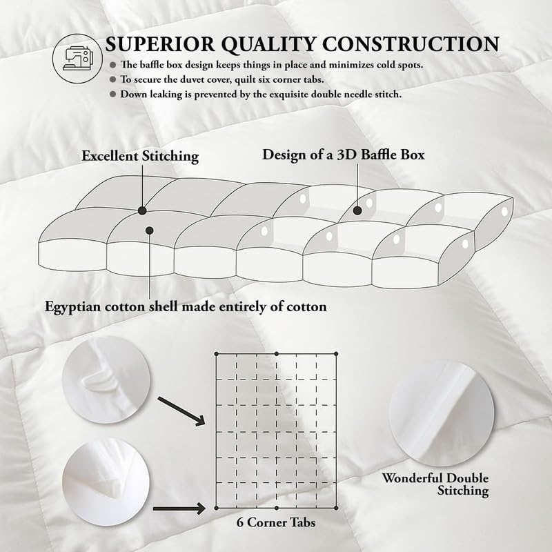 Egyptian Cotton Oversized Queen Size Comforter Sets - Light Blue Color, Soft Lightweight Bed Set, All Season Gray Bedding Sets - 1 Comforter & 2 Pillow case