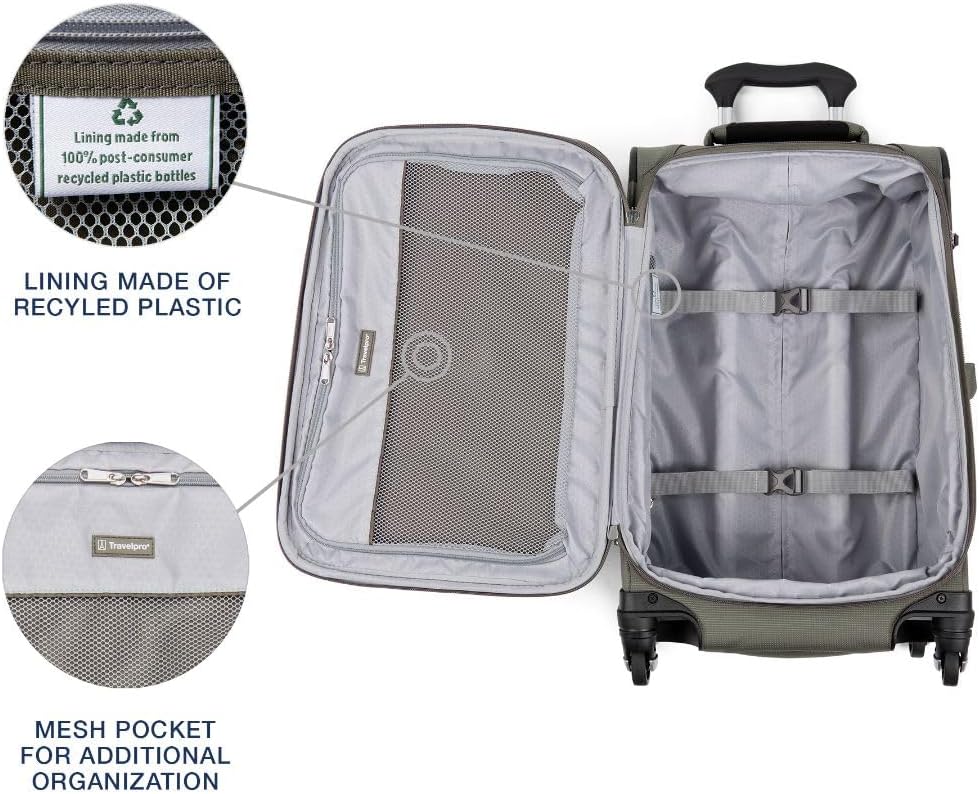 Travelpro Maxlite 5 Softside Expandable Luggage with 4 Spinner Wheels, Lightweight Suitcase, Men and Women, Slate Green, Carry-on 21-Inch