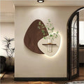 Sandstone Decor Wall Art Painting, Wall Decoration with Vase and Artificial Plant, Plug-in Power Supply LED Decorative Painting for Living Room, Entrance Hall, Corridor(Brown,23.6 * 23.6in)