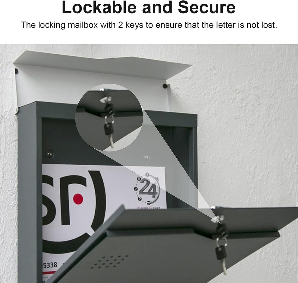 Wall Mounted Letterbox,Modern Mailbox, Weather Resistant Metal Post Mailbox Combination, 33cm X 3.5cm Delivery Slot Postal Box, Easy Installation