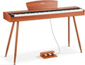 VEVOR Weighted Digital Piano, 88 Keys Fully Weighted, Electric Piano Keyboard with Sheet Music Stand, Triple Pedal, Power Adapter, 280 Tones, Support Wireless Connection, for Beginners, Wood Color