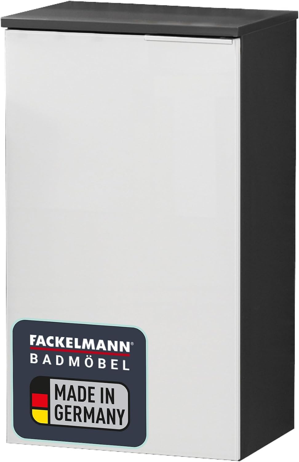 FACKELMANN Kara Bathroom Cabinet with Soft-Close System Dimensions (W x H x D): Approx. 41 x 70 x 32 cm Bathroom Cabinet/Door Hinge Left/Body: Anthracite/Front: Lacquered Glass in