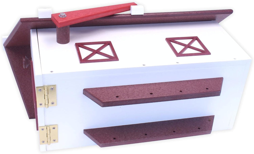 Mailbox, Post Mount, Made with Weather-Proof Poly Lumber, UV-Resistant, (Cherry Wood & White)