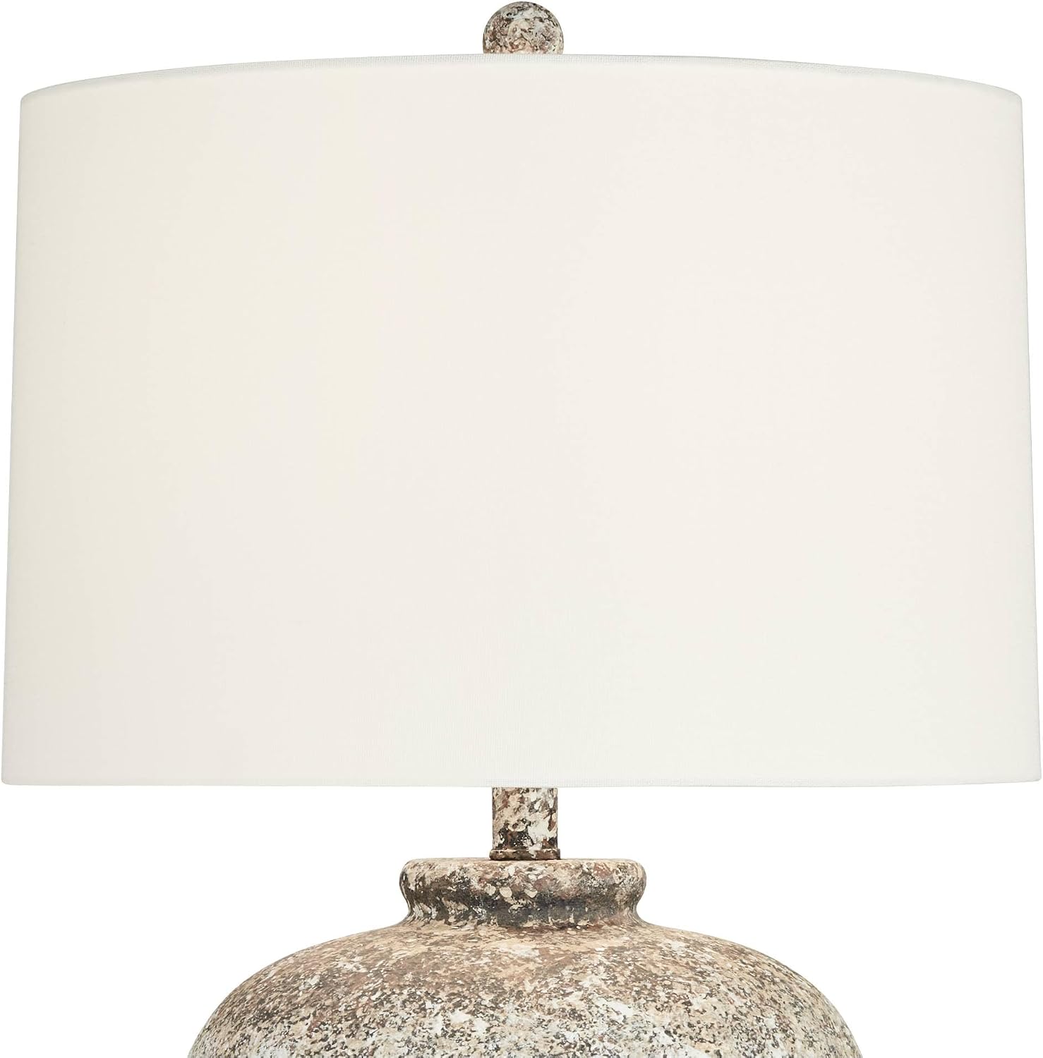 360 Lighting Astaire 27' Tall Urn Jar Farmhouse Rustic Table Lamp Weathered Vintage Finish Single Linen White Shade Living Room Bedroom Bedside Nightstand House Office Home Reading Kitchen