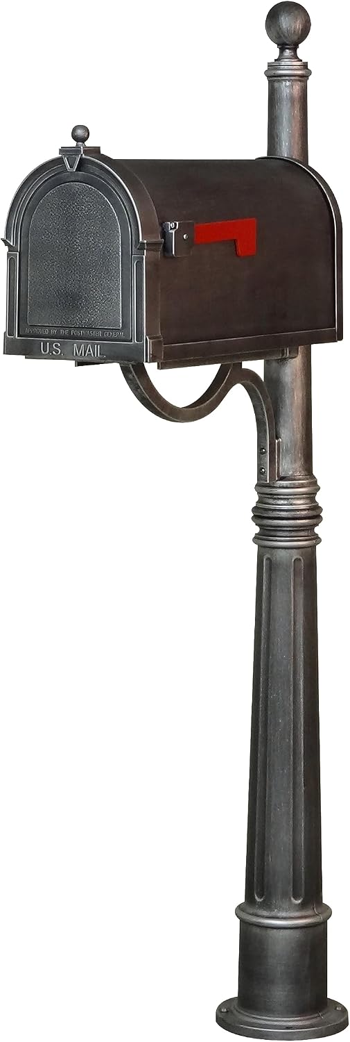 Special Lite Berkshire Curbside Mailbox with Aluminum Post - Swedish Silver Mailbox with Ashland Post - SCB-1015_SPK-600-SW